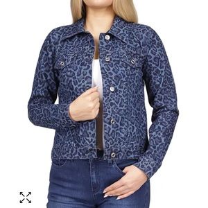 Michael Kors Leopard Print Denim Jacket